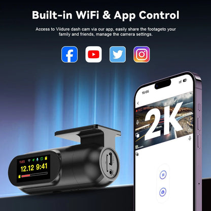 2K Front Dash Cam for Car