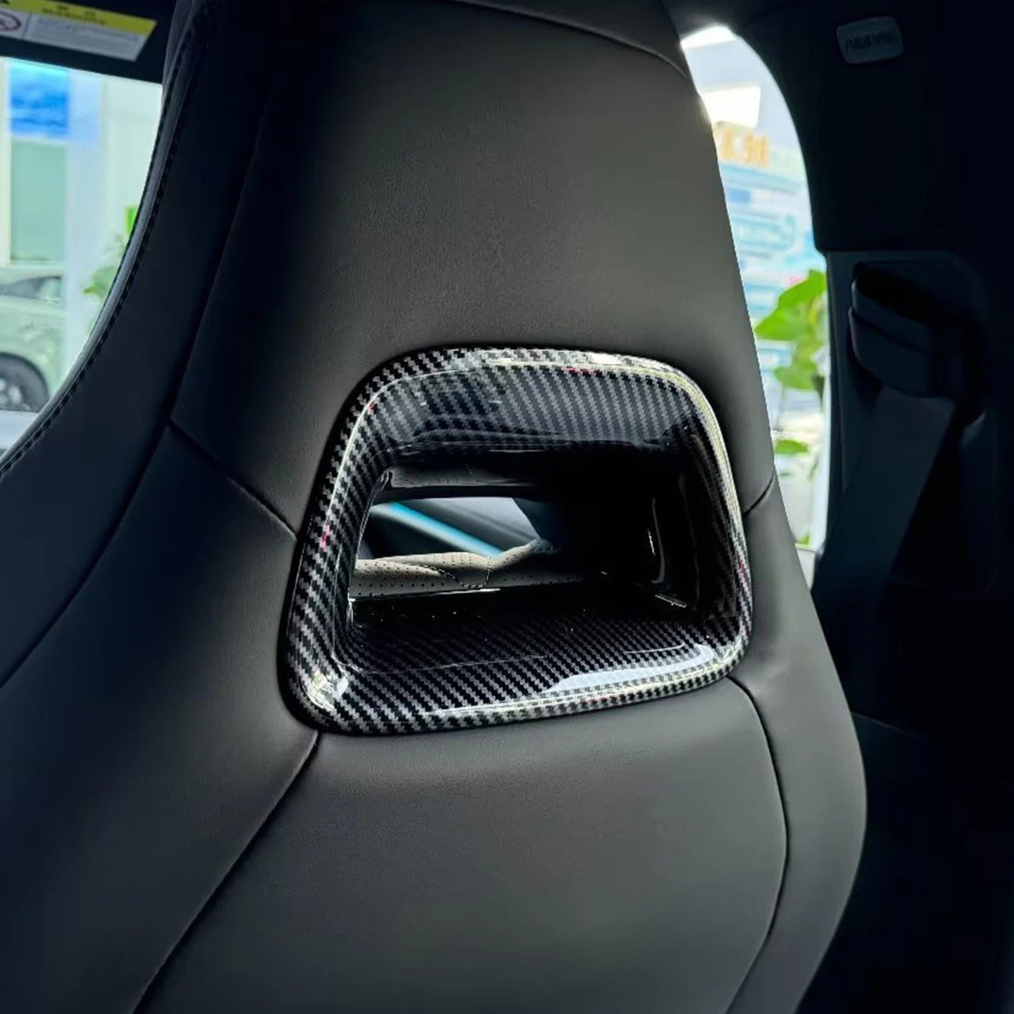 BYD Front Seat Back Decor Cover Trim ABS Carbon Style