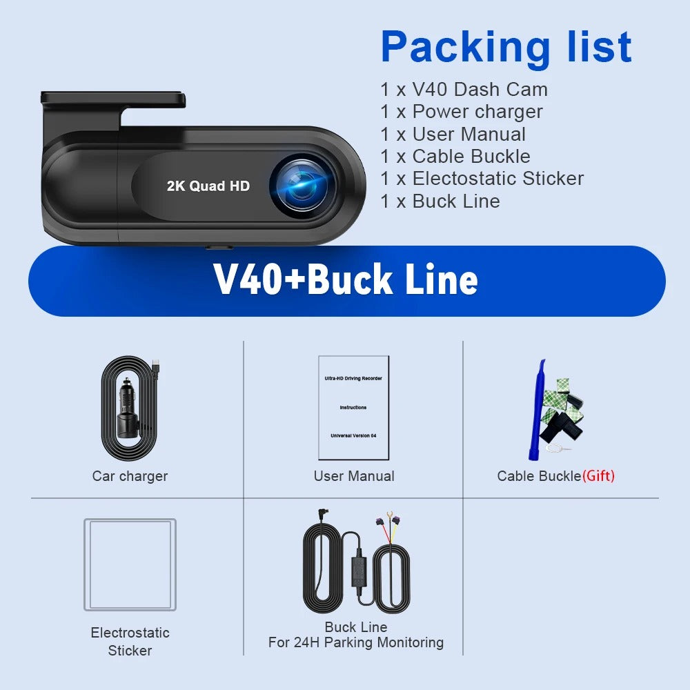 2K Front Dash Cam for Car