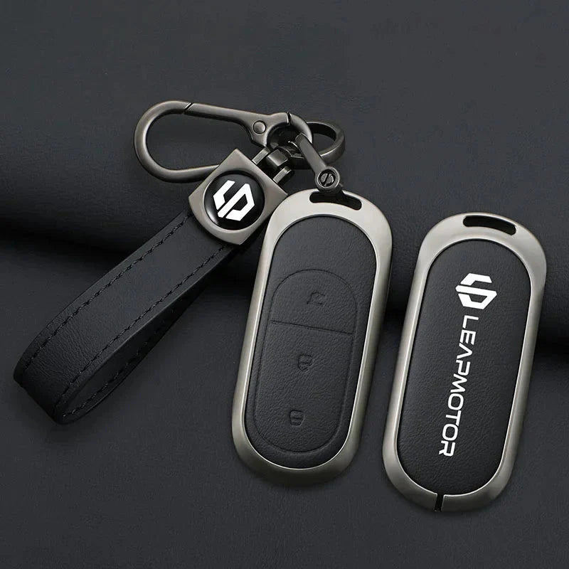 Zinc Alloy Leather Car Remote Key Case Cover For Leapmotor C16 C11 C10 C01 B10 T03 S01 - Leapmotor Accessories