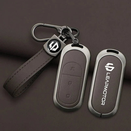 Zinc Alloy Leather Car Remote Key Case Cover For Leapmotor C16 C11 C10 C01 B10 T03 S01 - Leapmotor Accessories